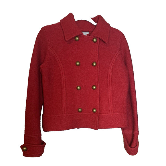 VINTAGE x EAGLES EYE Jacket Blazer‎ Womens Sz S Boiled Wool Button up Military - Picture 1 of 6